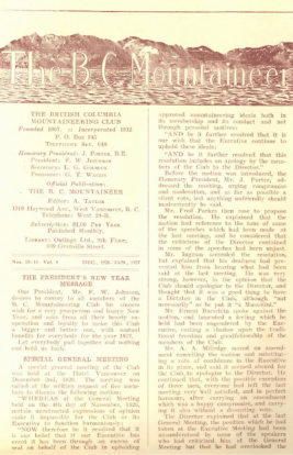 The B.C. Mountaineer 1926 December cover